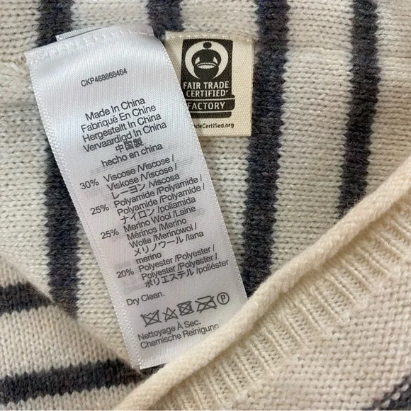MADEWELL Strip Play Mock Neck Sweater Gray Stripes NWT Small - Picture 5 of 7